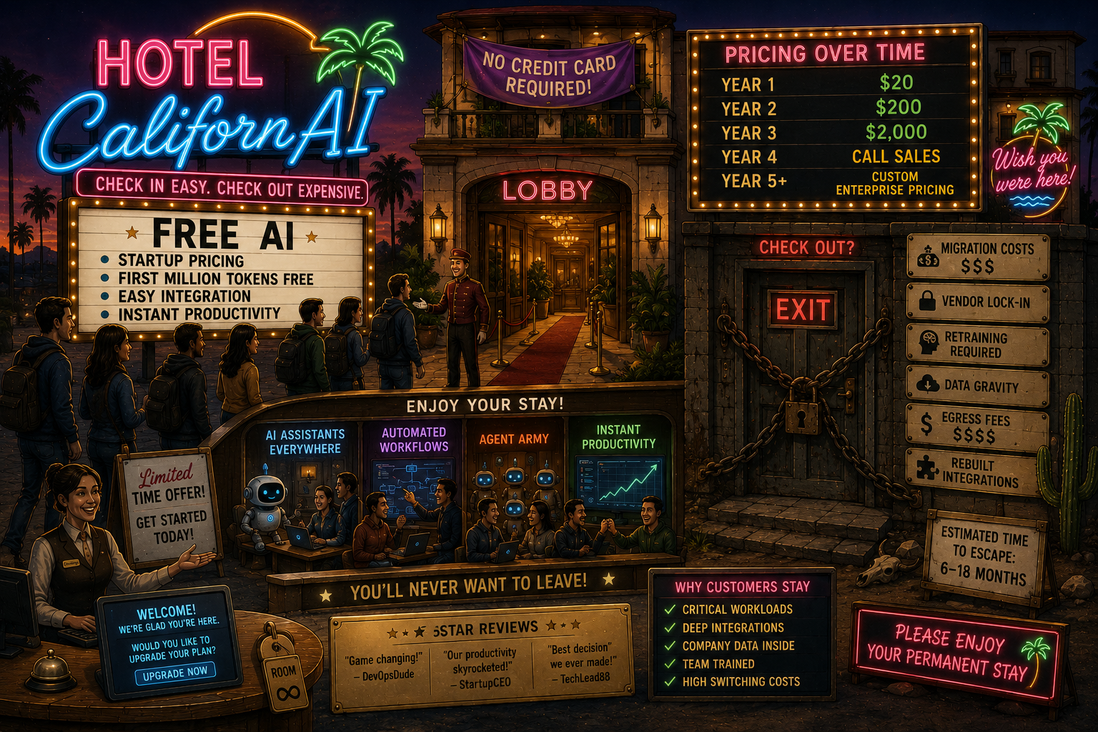 Hotel AI cartoon