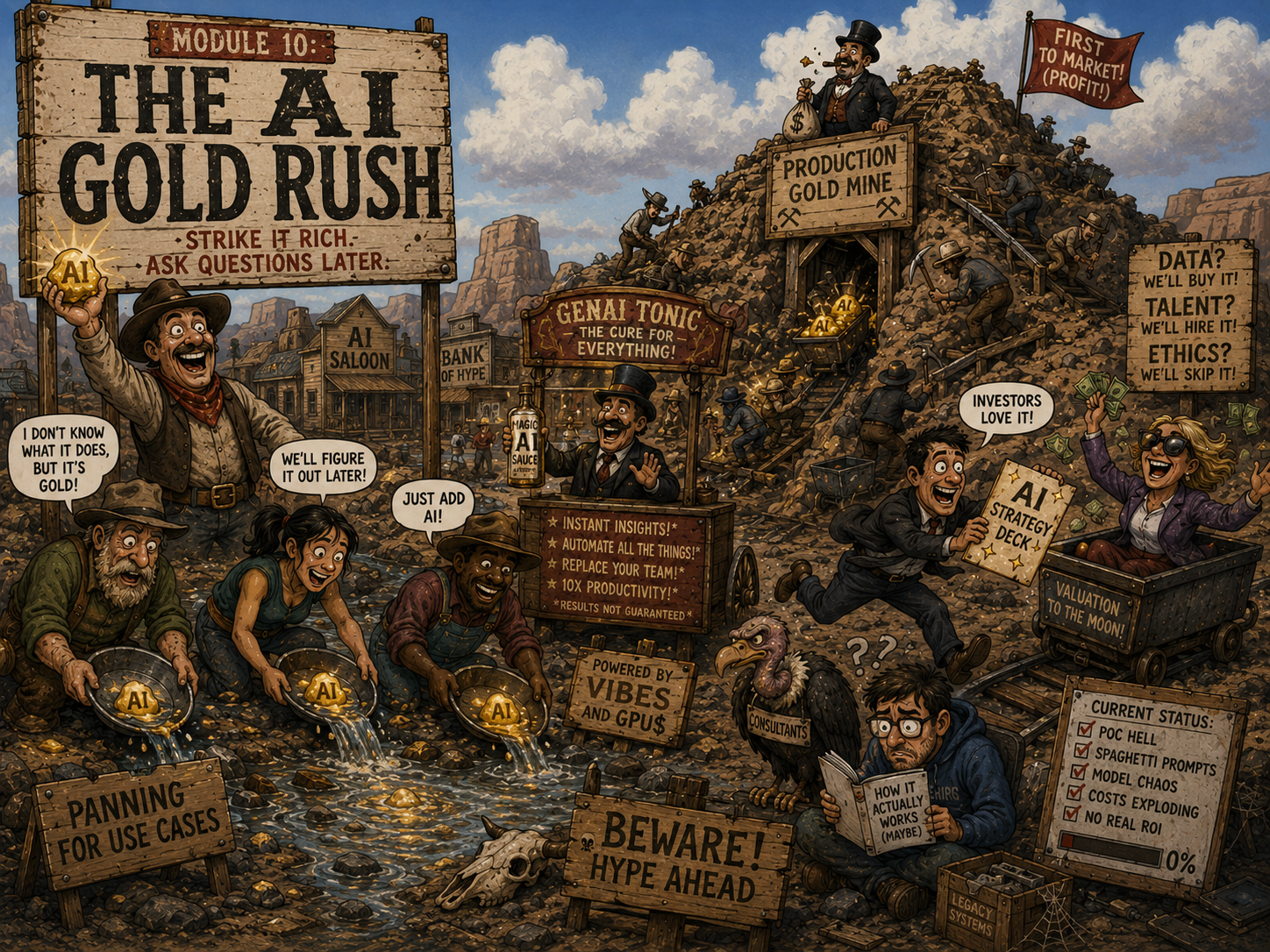 AI Gold Rush cartoon